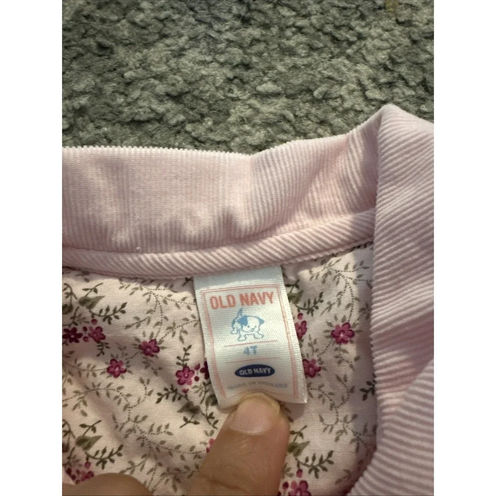 Old Navy Toddler Pink Corduroy Smock Dress Size 4T Girls Button Floral DARLING